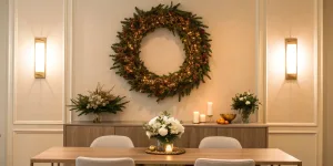 A festive corporate holiday party table planned using employee survey feedback.