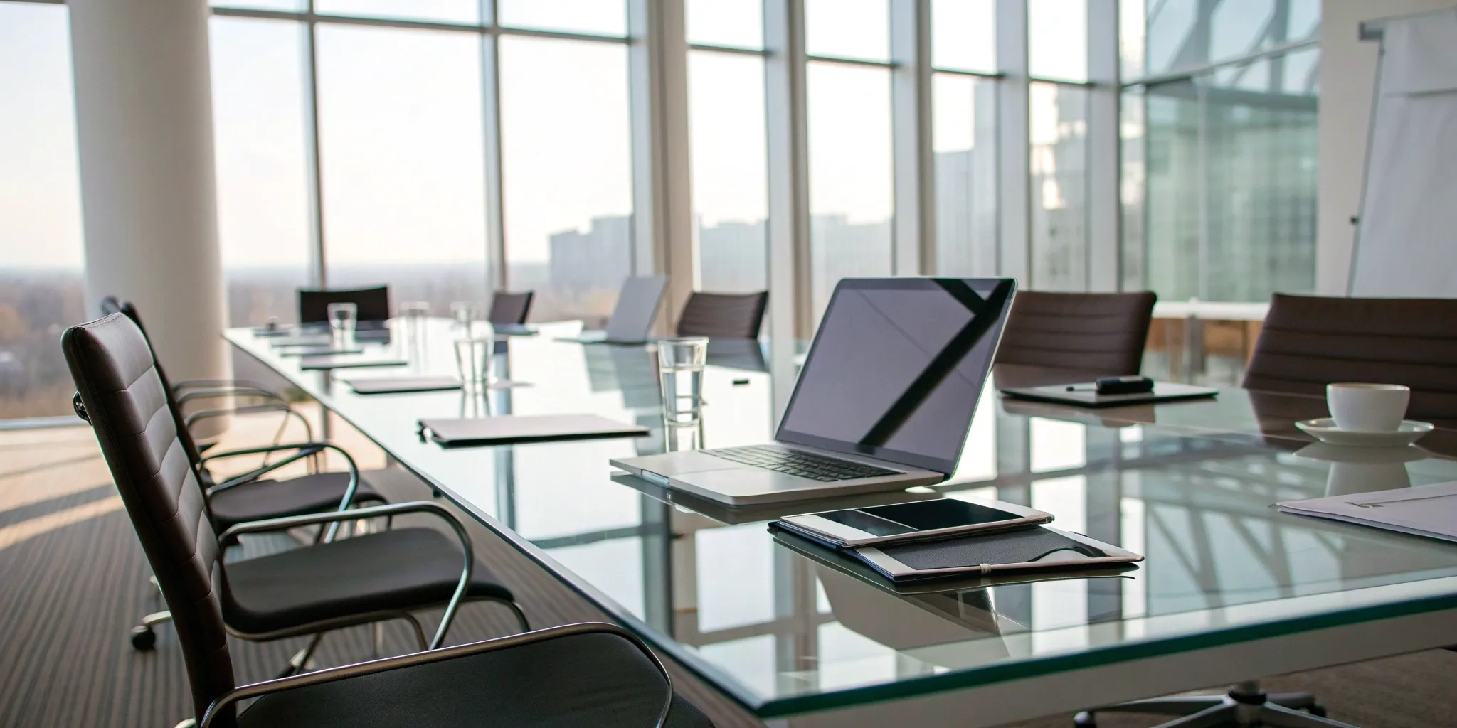 Planning an event management business model canvas in a modern conference room.