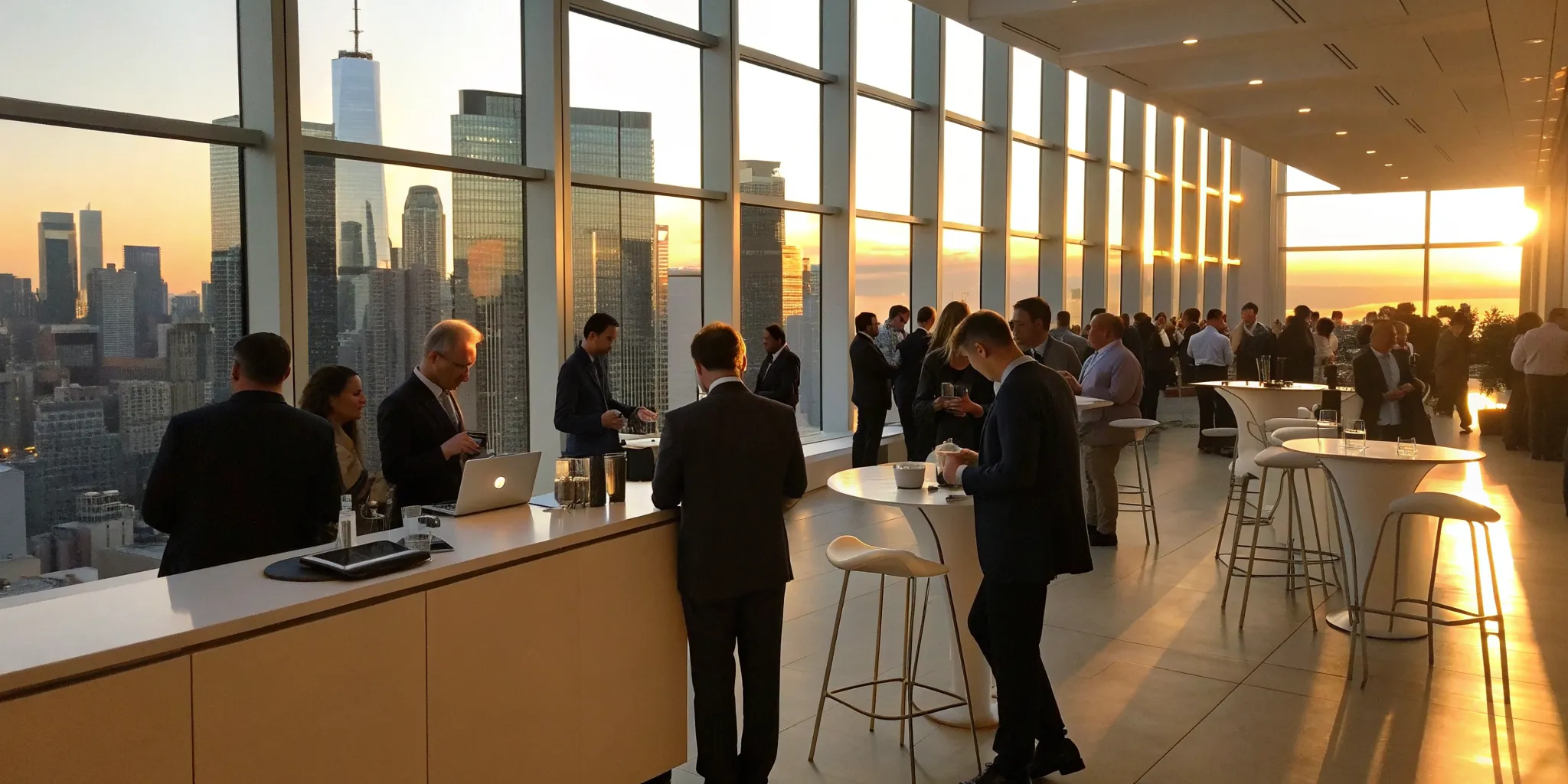 Professionals making connections at a creative B2B event focused on engagement and results.