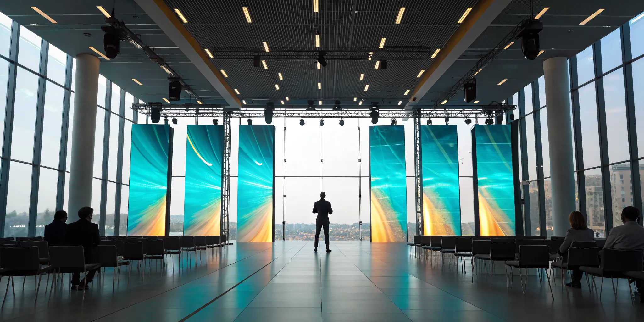 A keynote speaker addresses corporate event managers at an industry conference.