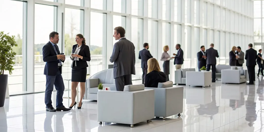 Professionals networking at one of the best conferences for event planners to sponsor.