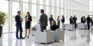 Professionals networking at one of the best conferences for event planners to sponsor.