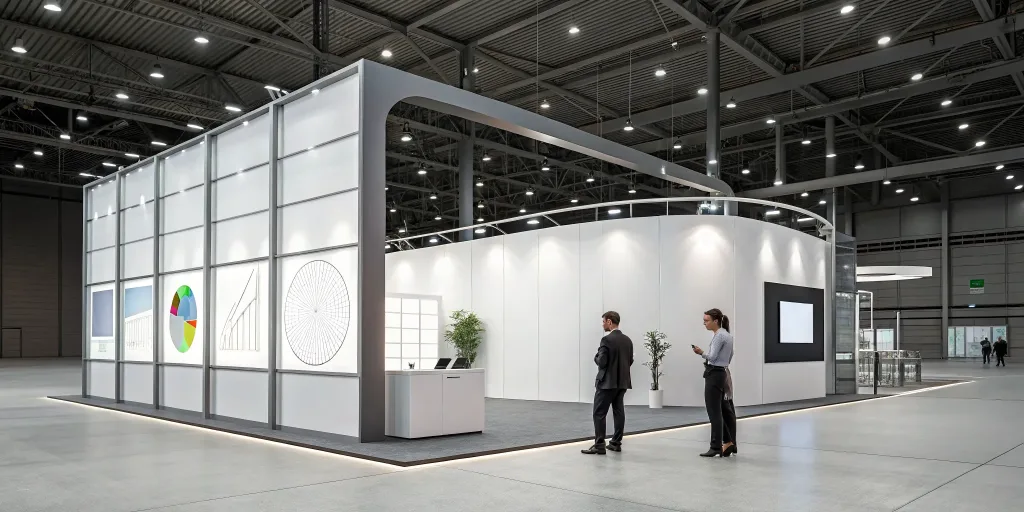 Trade show exhibitor using modern event technology to engage visitors.