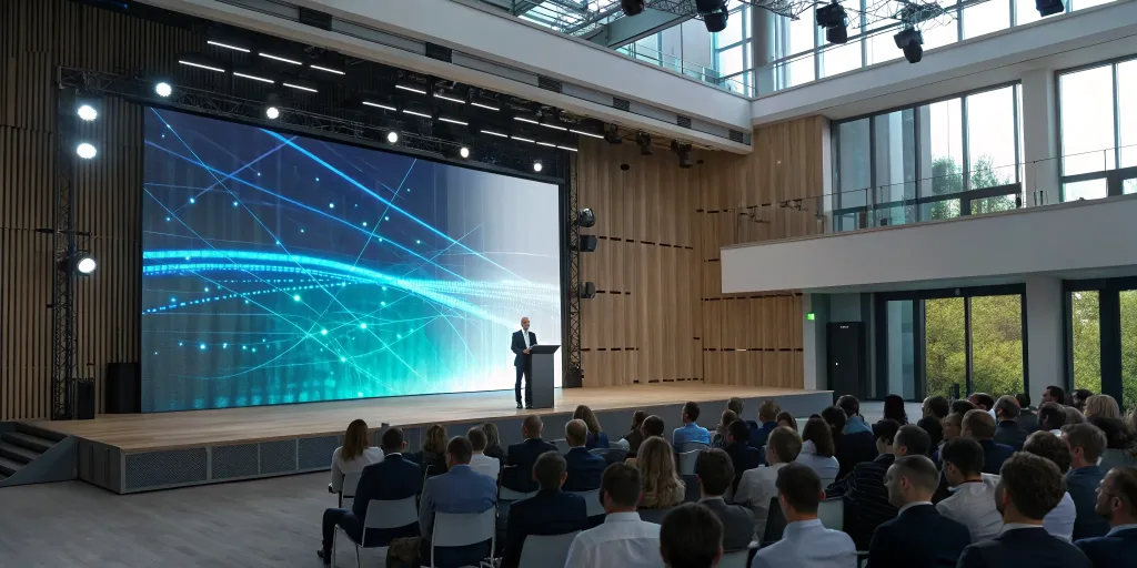 Speaker presenting an event marketing strategy at a conference.