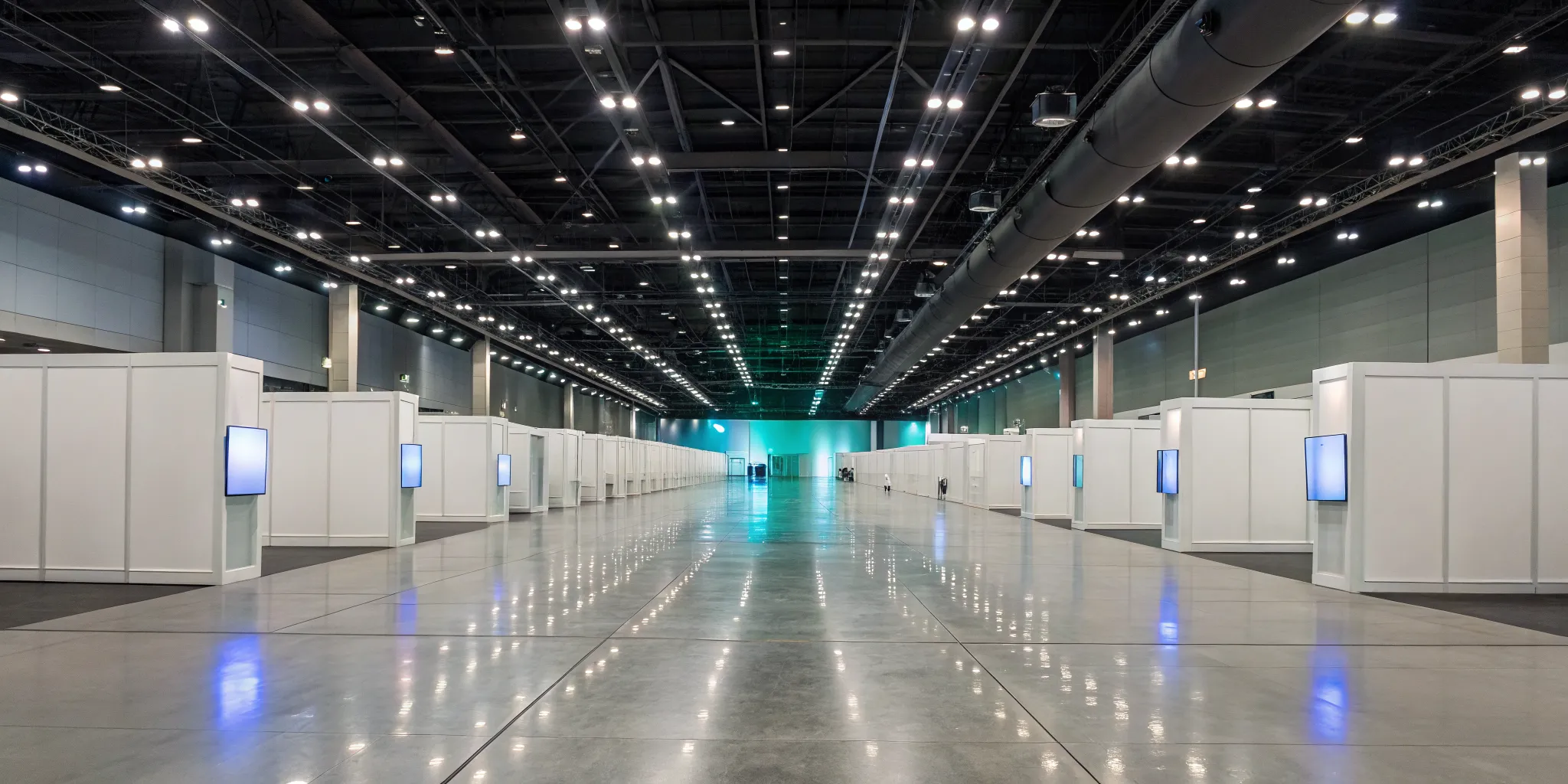 Event industry trade show with a focus on marketing, featuring interactive booths and digital displays.