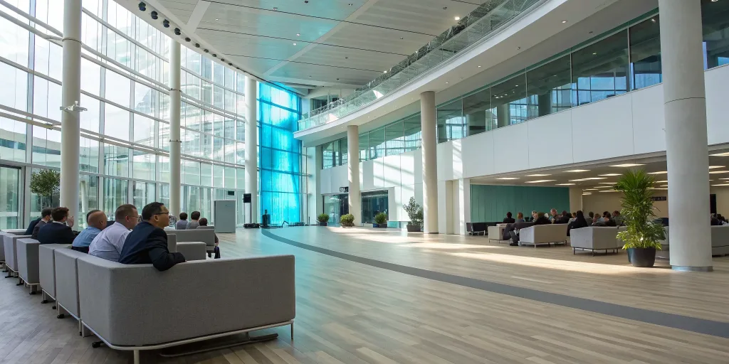 Attendees at a modern conference engaging with the latest event technology trends.