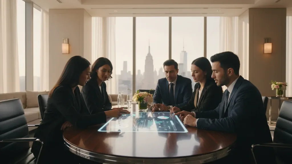 Corporate planners reviewing a dashboard about how to measure event ROI