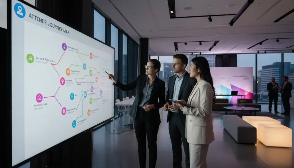 Event planners reviewing an attendee journey map