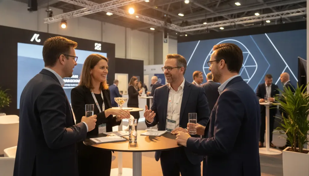 Event planners networking at a professional conference