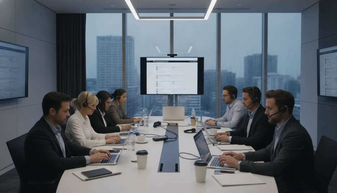 Corporate team using an event crisis communication plan