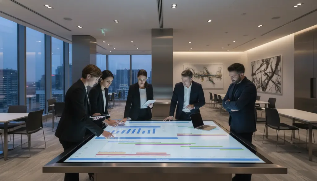 Corporate team reviewing an event production timeline